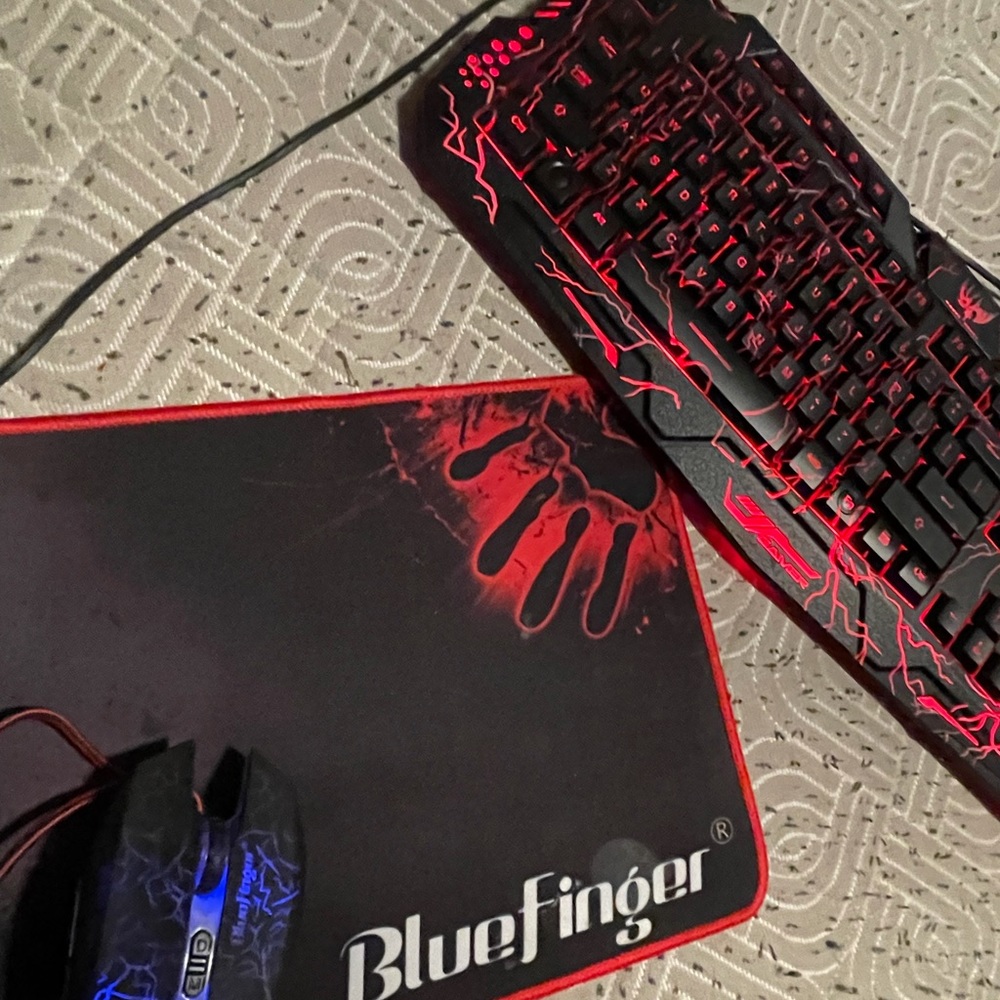 Bluefinger keyboard, mousepad, & mouse